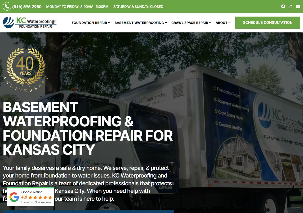 KC Waterproofing website screenshot